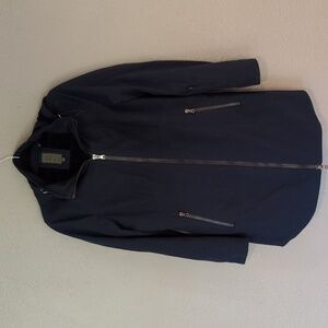 $350 Kristen Blake Hooded Rain Parka Coat Jacket Sz M Blue Insulated Preppy Glam